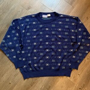 90s Men's Blue Patterned Sweater